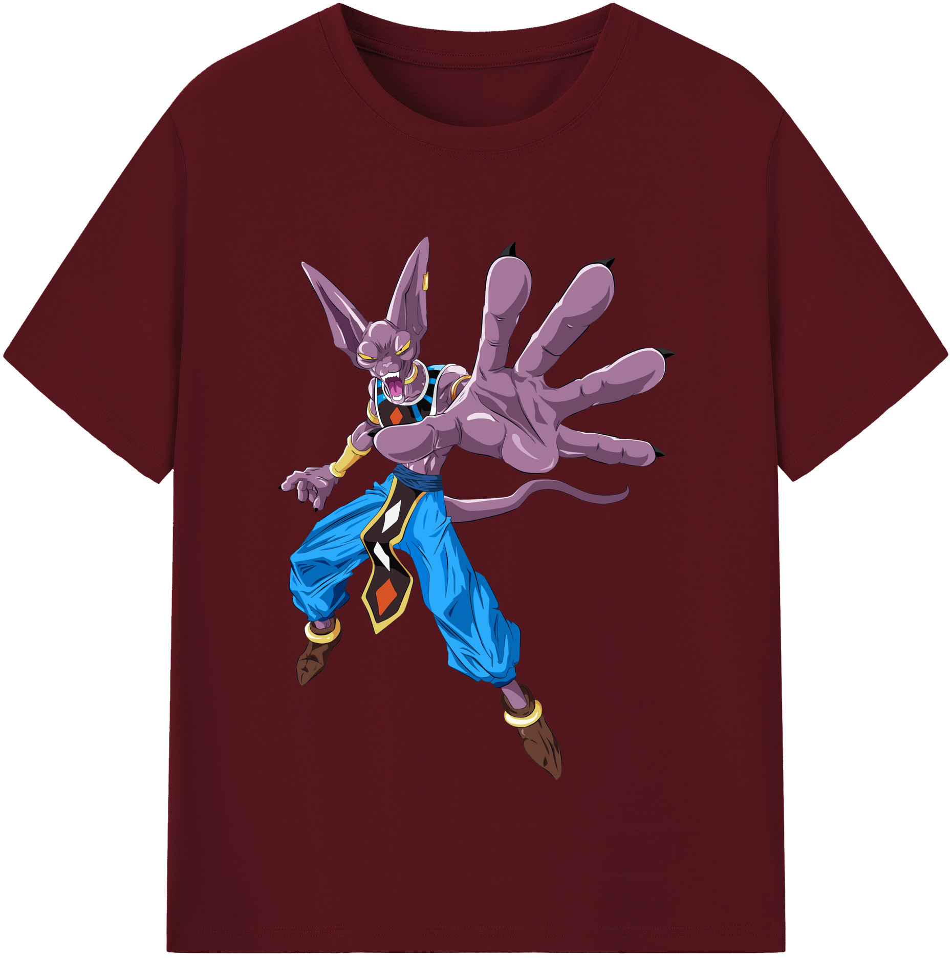 （画像用） ドラゴンボール ビルス 破壊神ビルス DRAGON BALL Beerus Birusu 綿100％半袖Tシャツ（フロントプリント）